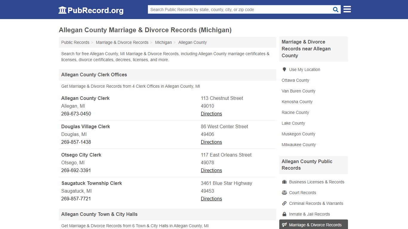 Allegan County Marriage & Divorce Records (Michigan)
