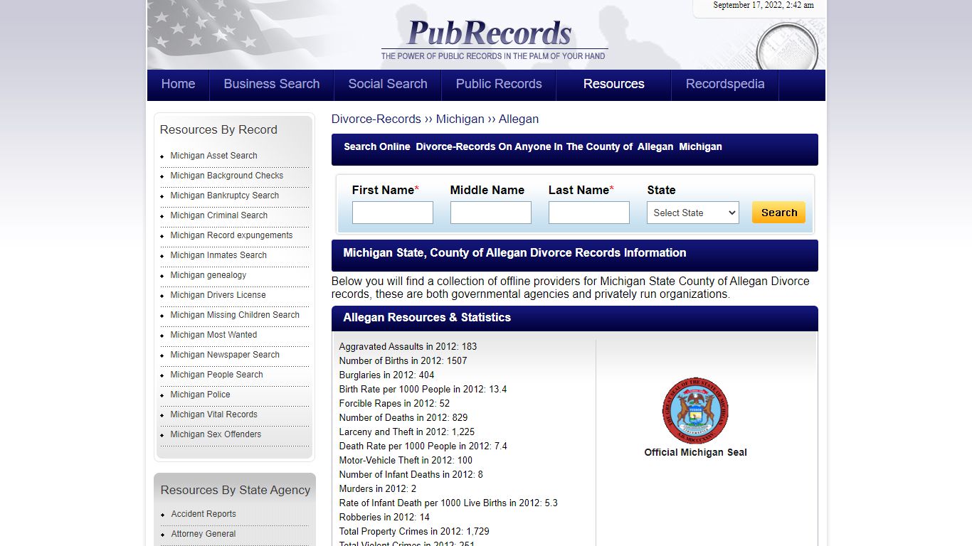 Allegan County, Michigan Divorce Records